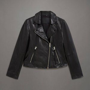 AllSaints Dalby Leather Biker Jacket in Black (Size US 8)